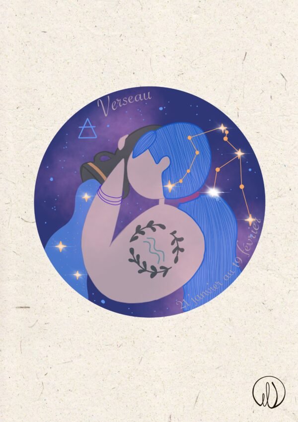 Affiche astro Verseau – Illustration Les Ladies Dodues