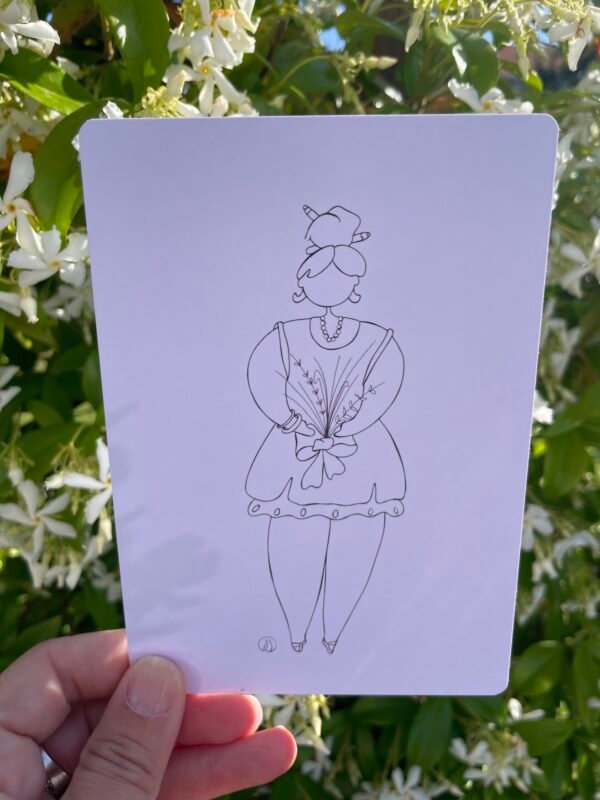 Lady bouquet Carte à colorier personnalisée - Les Ladies Dodues